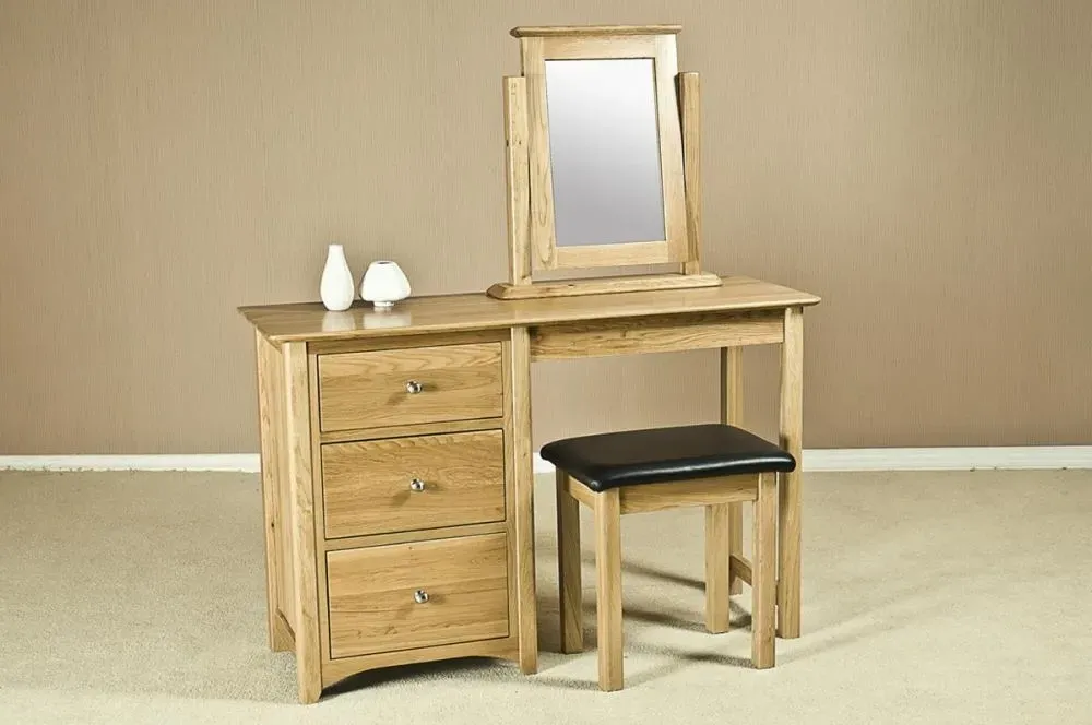 Shaker Oak Single Pedestal Dressing Table - Natural Lacquered