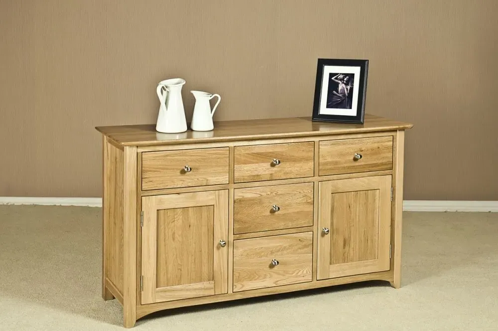 Shaker Oak Wide Sideboard - Natural Lacquered