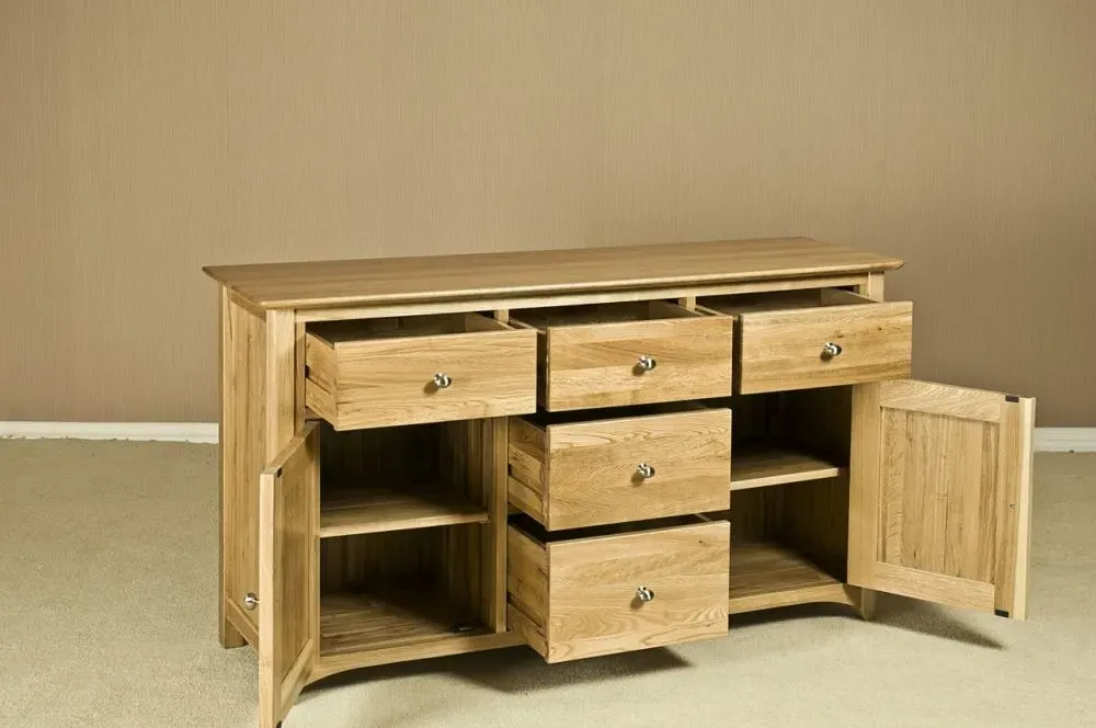 Shaker Oak Wide Sideboard - Natural Lacquered