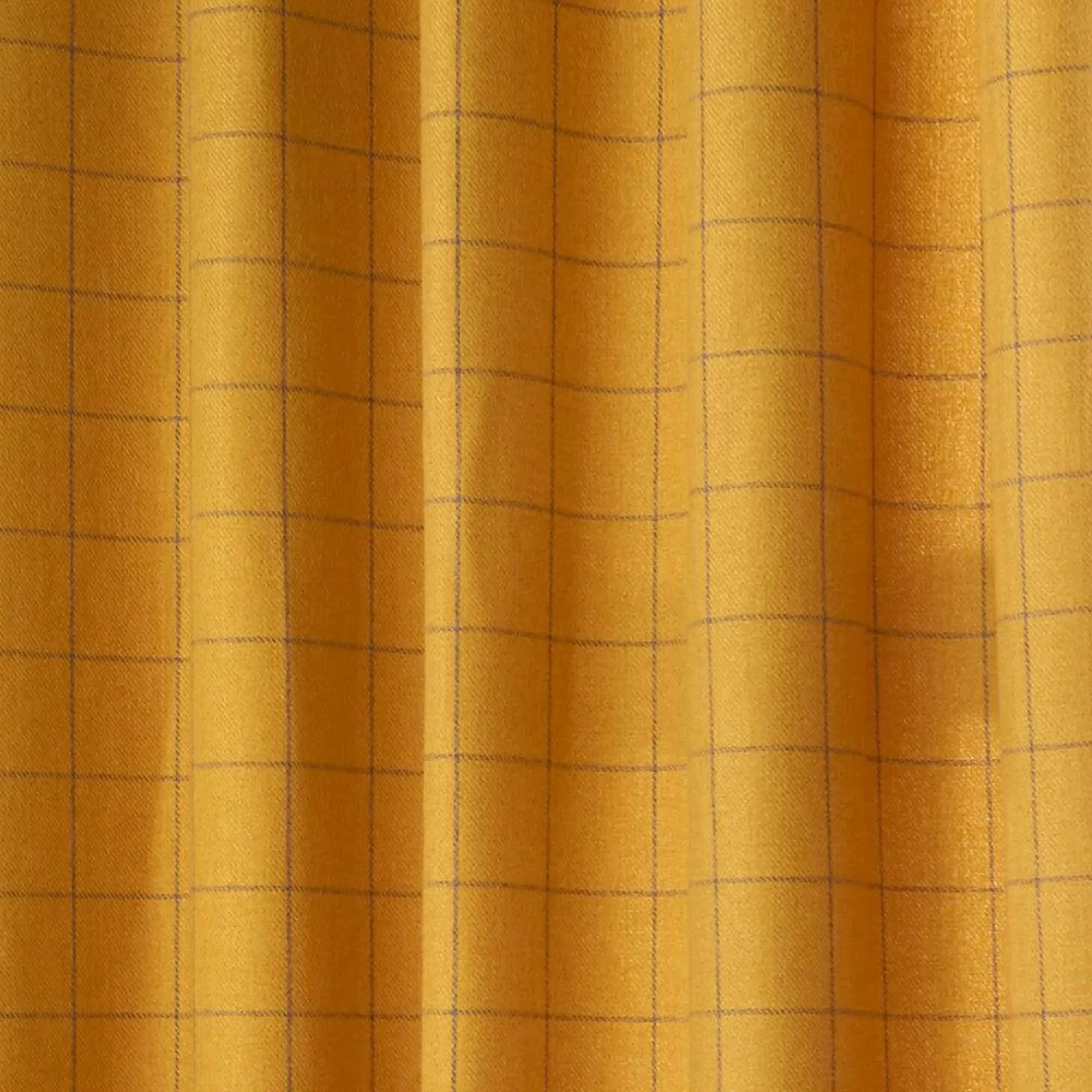 Ellis Windowpane Check Eyelet Curtains - Ochre