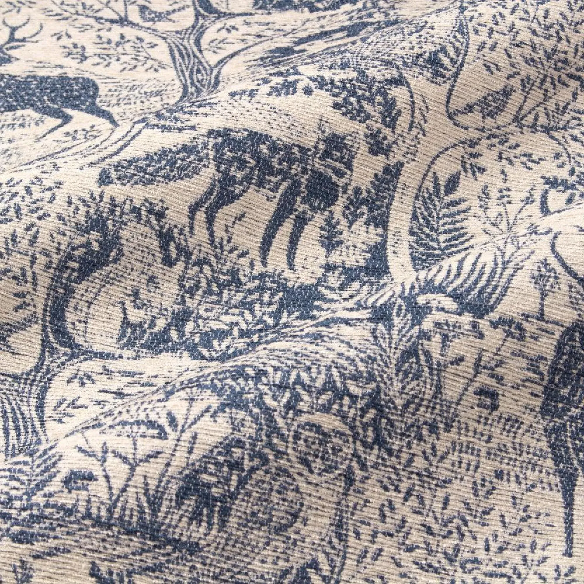 Winter Woods Animal Eyelet Curtains - Midnight, Chenille