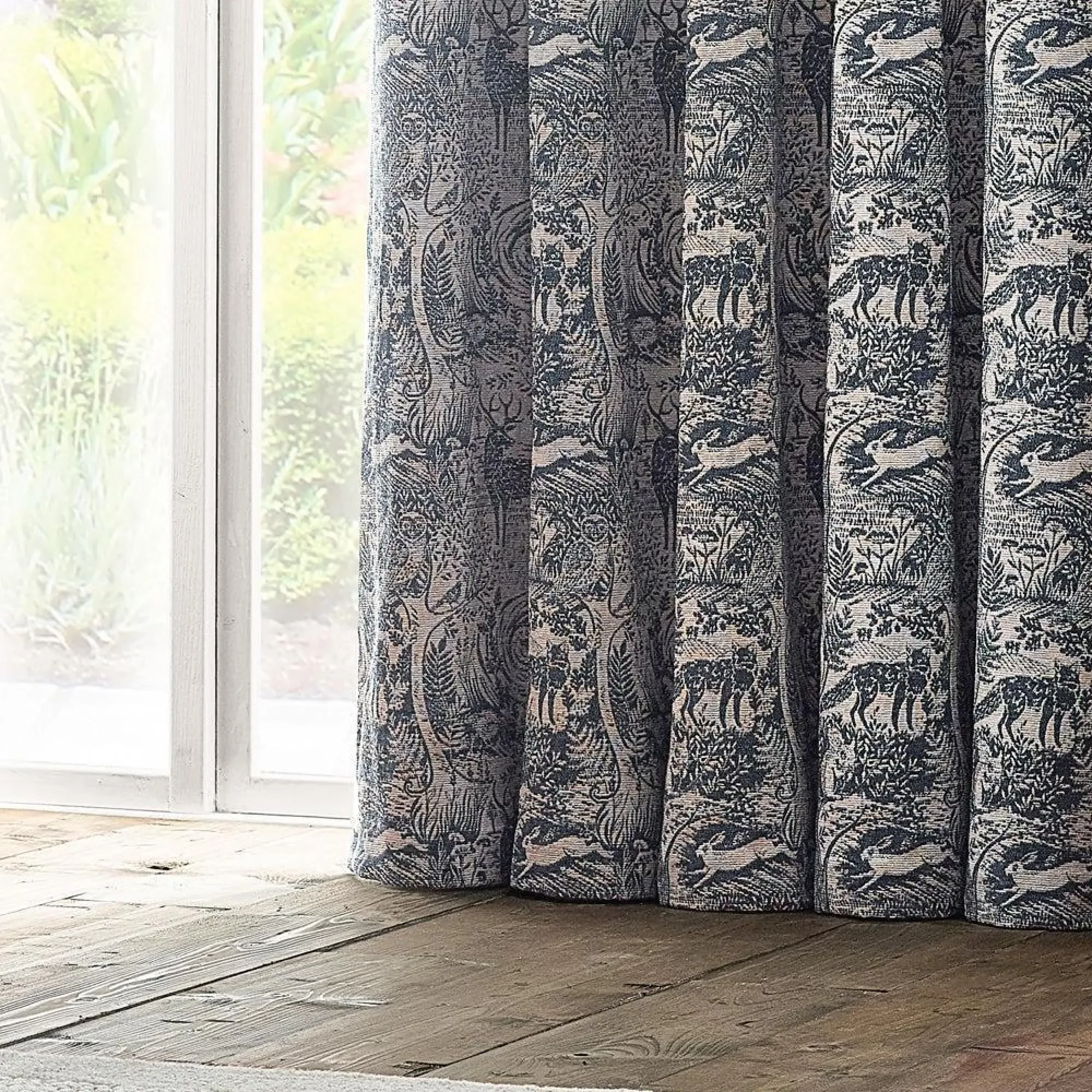 Winter Woods Animal Eyelet Curtains - Midnight, Chenille