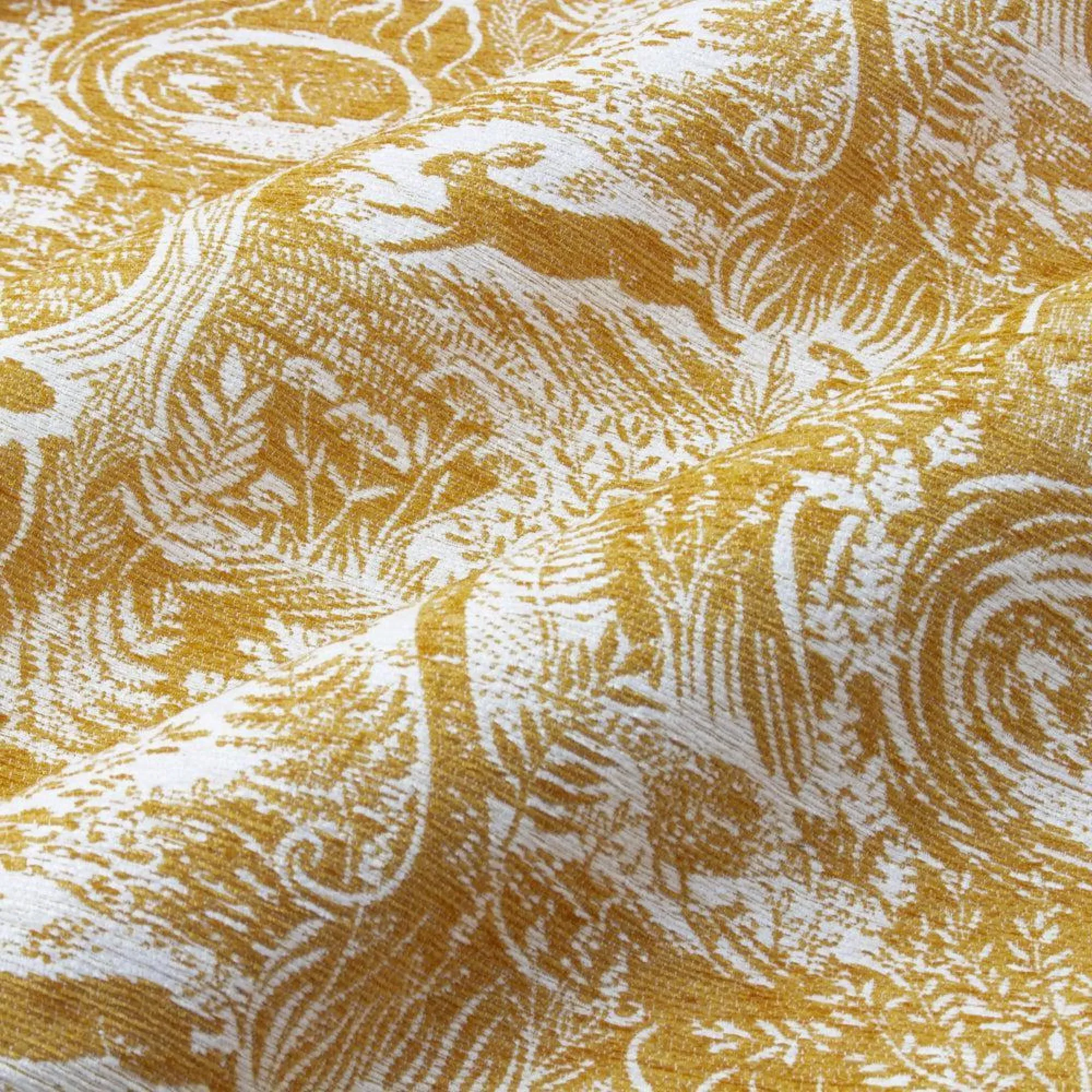 Winter Woods Animal Eyelet Curtains - Ochre, Chenille