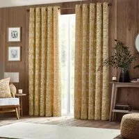 Winter Woods Animal Eyelet Curtains - Ochre, Chenille