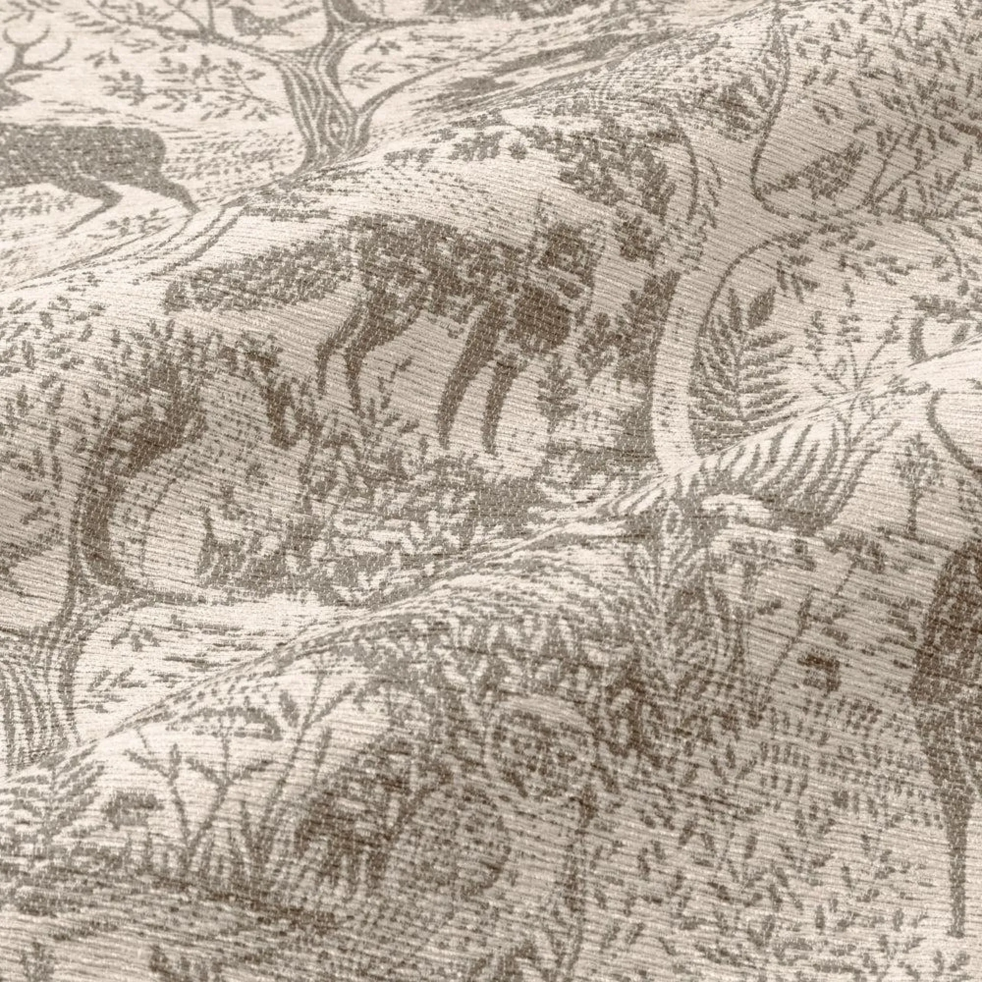 Winter Woods Animal Eyelet Curtains - Taupe, Chenille