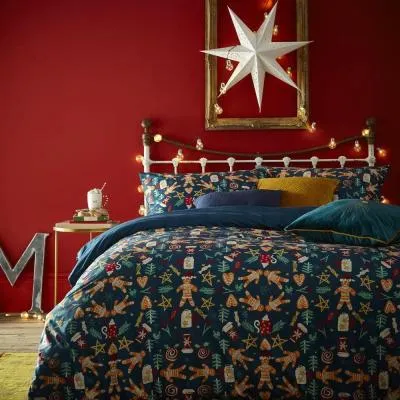 Yuletide Treats Christmas Duvet Cover Set - Navy