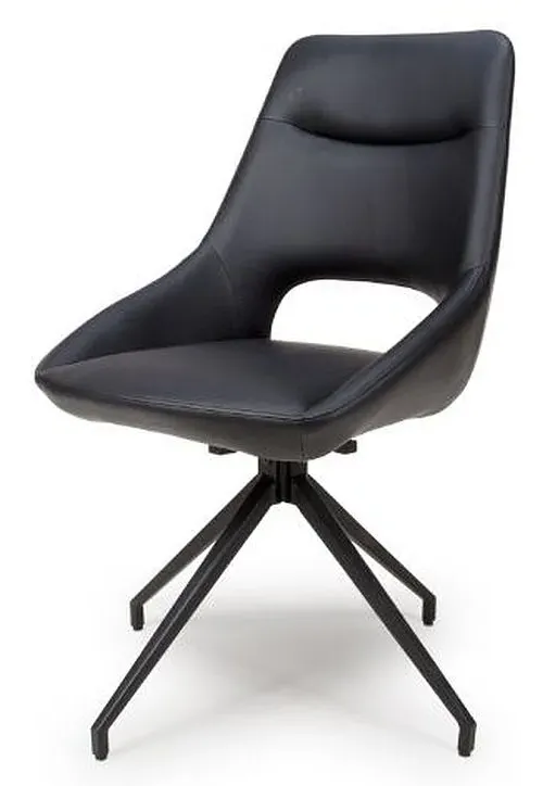Ace Swivel Dining Chair - Black, Faux Leather