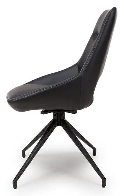 Ace Swivel Dining Chair - Black, Faux Leather