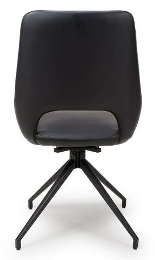 Ace Swivel Dining Chair - Black, Faux Leather
