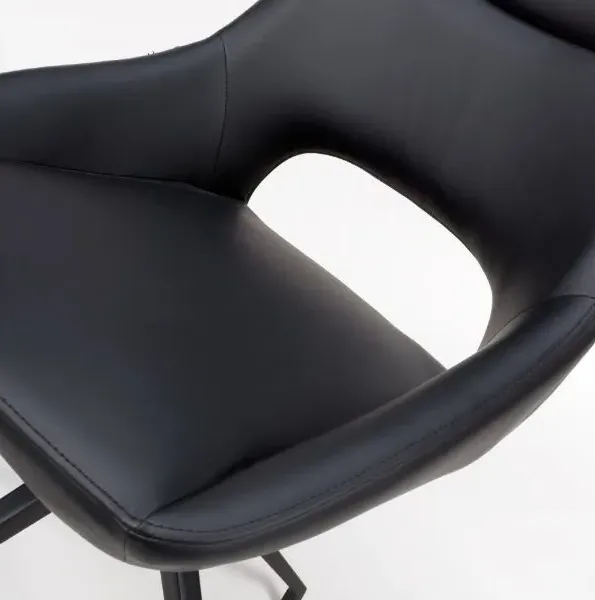 Ace Swivel Dining Chair - Black, Faux Leather