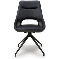 Ace Swivel Dining Chair - Black, Faux Leather