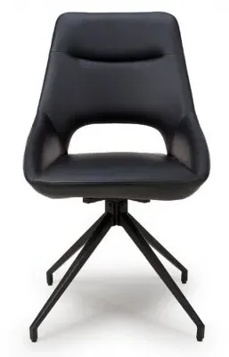 Ace Swivel Dining Chair - Black, Faux Leather image