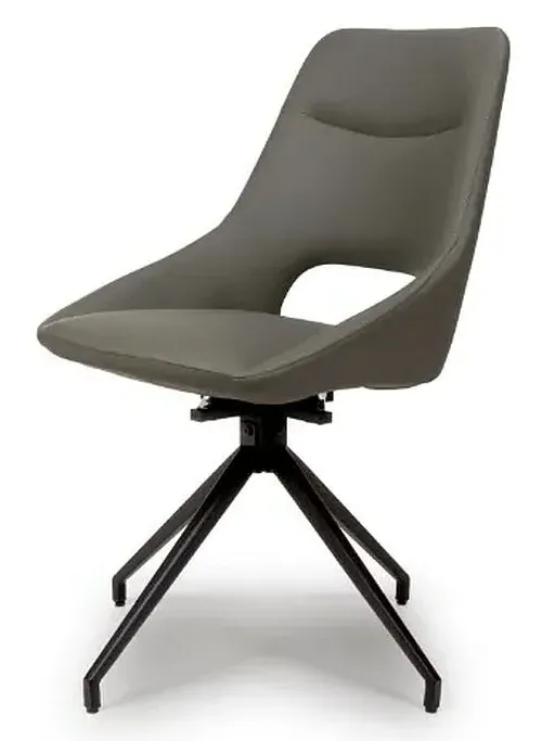 Ace Swivel Dining Chair - Grey, Faux Leather