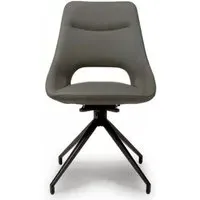 Ace Swivel Dining Chair - Grey, Faux Leather