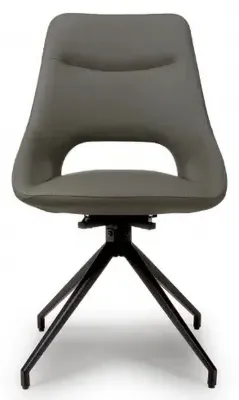 Ace Swivel Dining Chair - Grey, Faux Leather