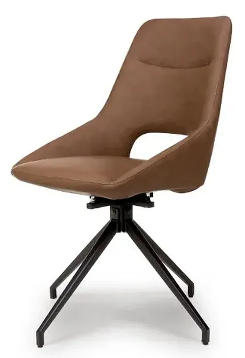 Ace Swivel Dining Chair - Tan, Faux Leather