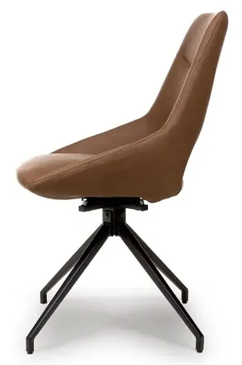 Ace Swivel Dining Chair - Tan, Faux Leather