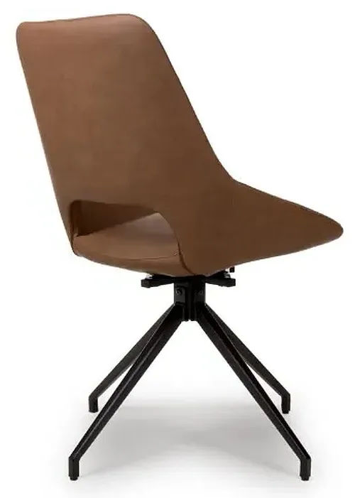 Ace Swivel Dining Chair - Tan, Faux Leather
