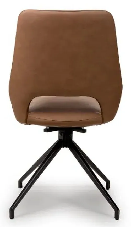 Ace Swivel Dining Chair - Tan, Faux Leather
