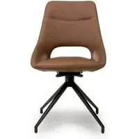 Ace Swivel Dining Chair - Tan, Faux Leather