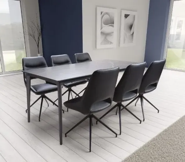Amalfi 6-Seater Dining Table - Black, Ceramic