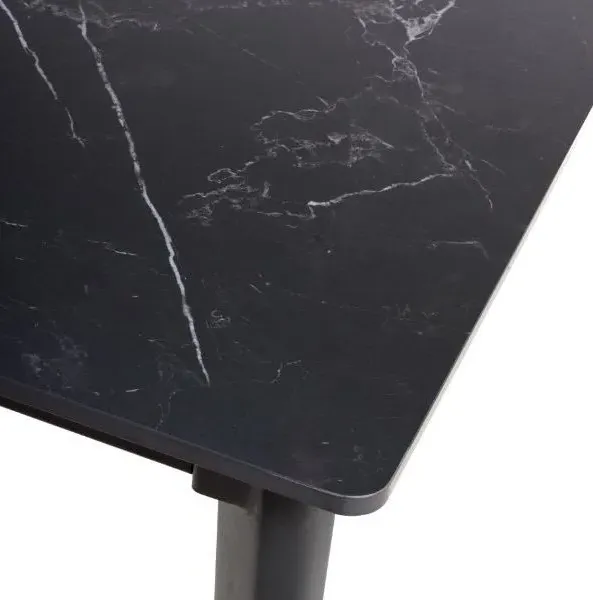 Amalfi 6-Seater Dining Table - Black, Marble Effect