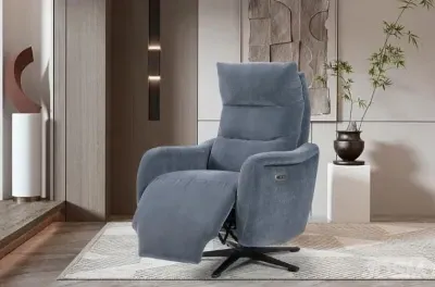 Apollo Swivel Power Recliner Chair - Blue image