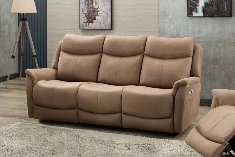 Arizona 3-Seater Electric Recliner Sofa - Caramel, Fabric