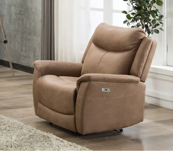 Arizona Electric Recliner Armchair - Caramel, Fabric