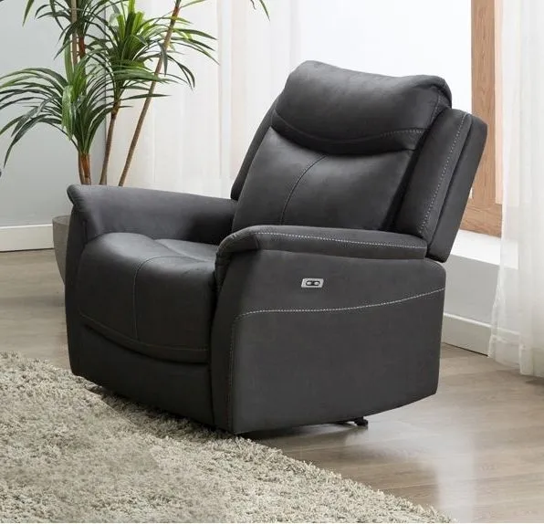 Arizona Electric Recliner Armchair - Grey, Fabric