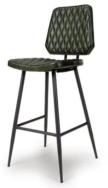 Austin Barstool with Back - Green, Buffalo Leather