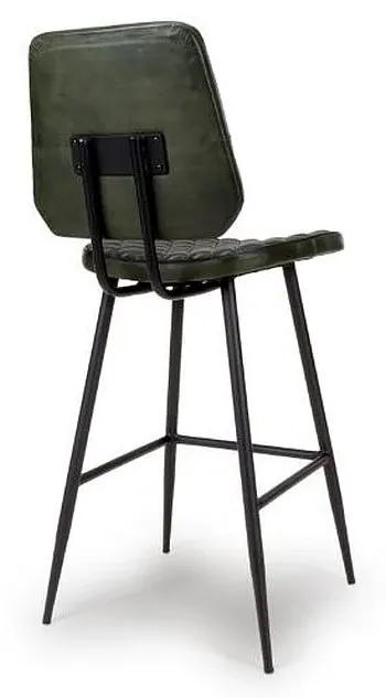 Austin Barstool with Back - Green, Buffalo Leather