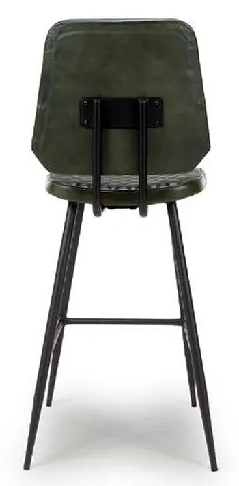 Austin Barstool with Back - Green, Buffalo Leather