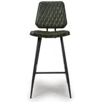 Austin Barstool with Back - Green, Buffalo Leather