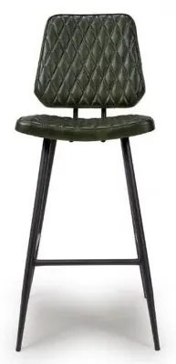 Austin Barstool with Back - Green, Buffalo Leather image