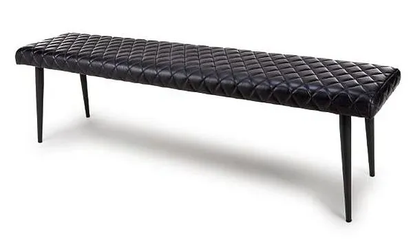 Austin Dining Bench - Black, Buffalo Leather