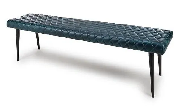 Austin Dining Bench - Blue, Buffalo Leather