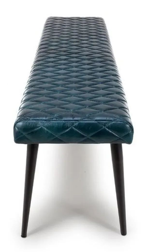 Austin Dining Bench - Blue, Buffalo Leather