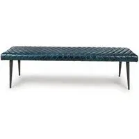 Austin Dining Bench - Blue, Buffalo Leather