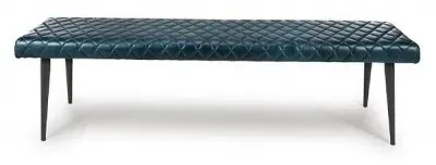 Austin Dining Bench - Blue, Buffalo Leather