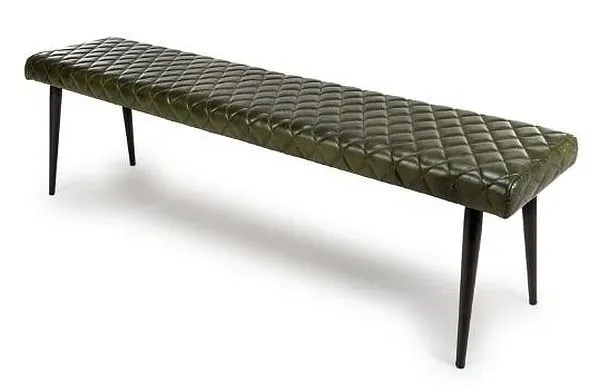 Austin Dining Bench - Green, Buffalo Leather