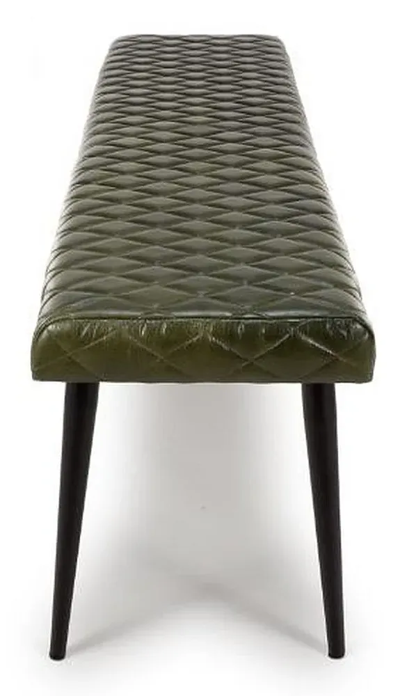 Austin Dining Bench - Green, Buffalo Leather
