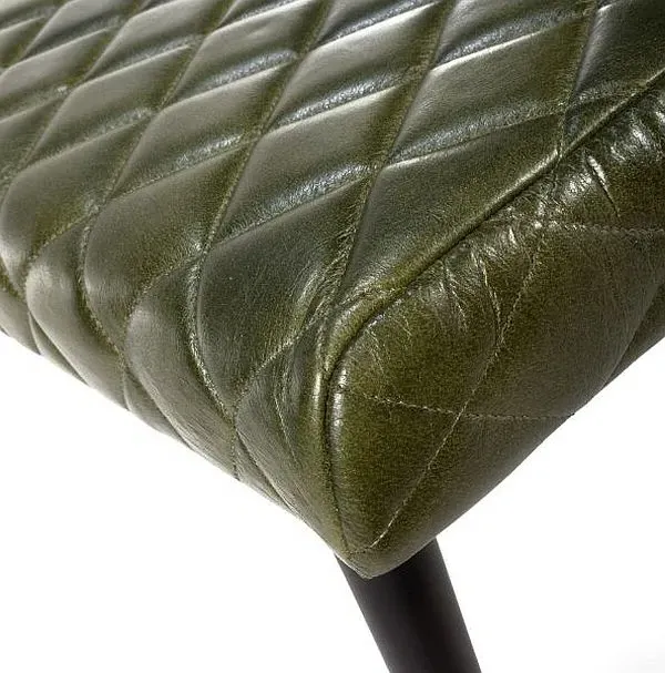 Austin Dining Bench - Green, Buffalo Leather