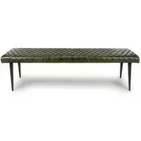 Austin Dining Bench - Green, Buffalo Leather