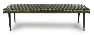Austin Dining Bench - Green, Buffalo Leather