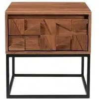 Axis Acacia Wood 1 Drawer End Table - Geometric