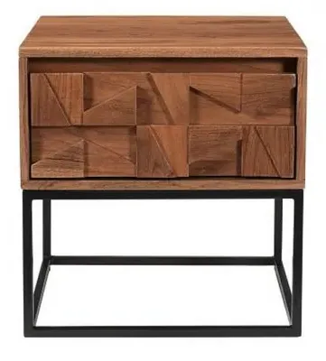 Axis Acacia Wood 1 Drawer End Table - Geometric image