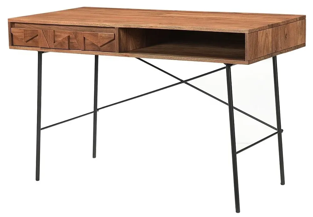 Axis Acacia Wood 1 Drawer Writing Desk - Geometric