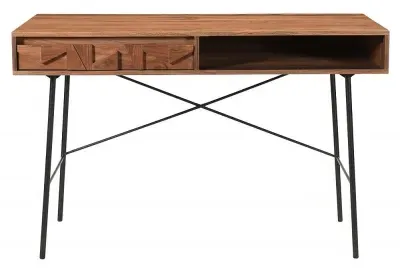 Axis Acacia Wood 1 Drawer Writing Desk - Geometric