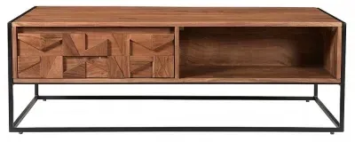 Axis Acacia Wood 2 Drawer Coffee Table - Geometric